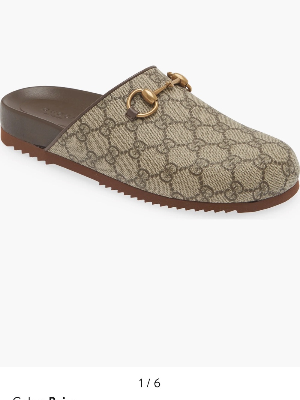 Gucci Brown GG Canvas Horsebit Slip-On Mule